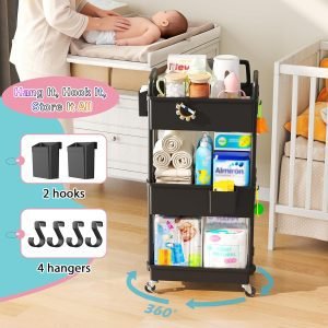 Slim Rolling Storage Cart 3 Tier 