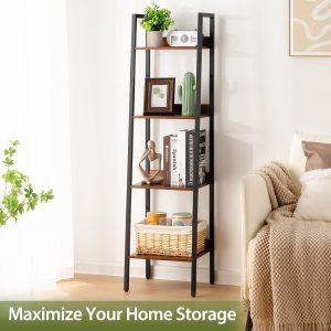 4 Tier Tall Ladder Bookshelf Corner Shelf