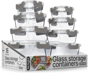Glass Food Storage Containers with Lids 16-Piece Set 