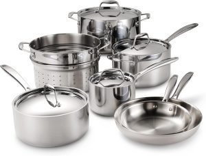 Tri-Ply Clad Stainless Steel 11-Piece Cookware Set with Lids 