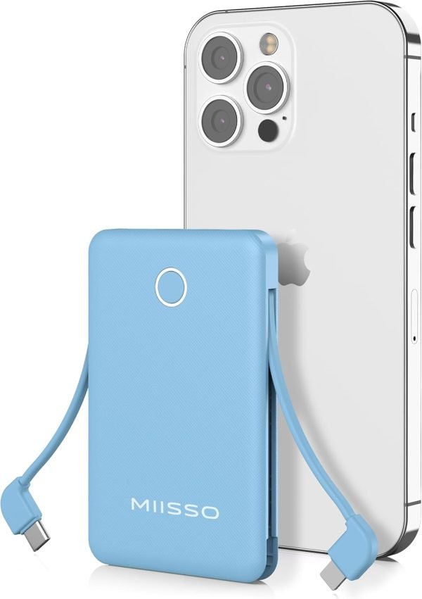 6000mAh Ultra Slim Power Bank with Built-in Cables 