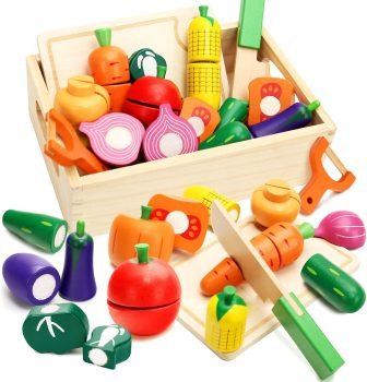 Wooden Play Food Set for Toddlers 