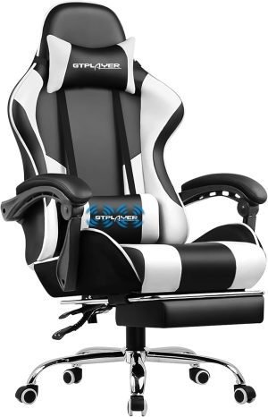 Computer Chair with Footrest and Lumbar Support