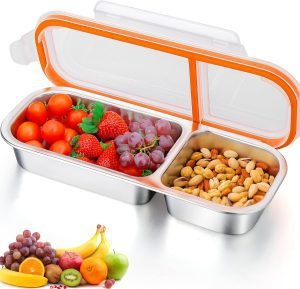3Pcs Stainless Steel Snack Containers with Lids