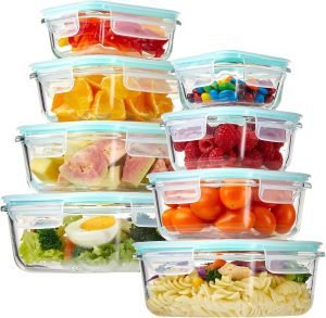 8 Pack Glass Food Storage Containers with Lids 
