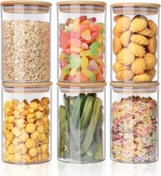 Glass Food Storage Jars 37oz [Set of 6]