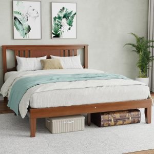 Solid Wood Bed Frame with Headboard