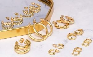 9-Pairs Gold-Plated Hoop Earrings Set 