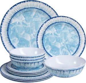 12 Piece Melamine Plates and Bowls Dinnerware Set