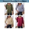 Womens 3/4 Sleeve Tops Dressy Blouses 