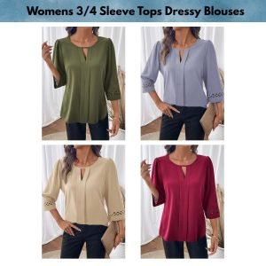 Womens 3/4 Sleeve Tops Dressy Blouses 