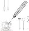 Rechargeable Milk Frother Handheld with 3 Heads