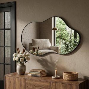 Decorative Black Modern Asymmetrical Abstract Mirror