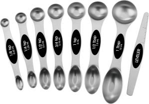 Pack of 8 Stainless Steel Magnetic Measuring Spoons Set
