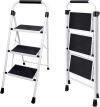 3 Sturdy Step Stool with Anti-Slip Pedal & Comfortable Handrail