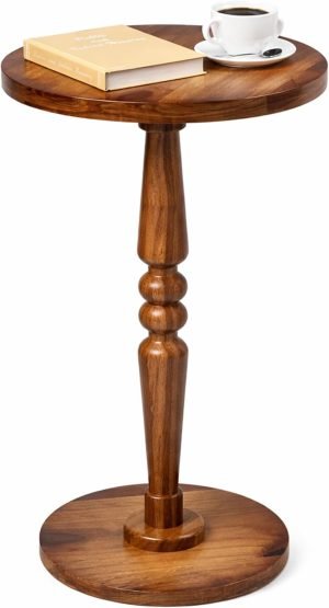 Solid Wood Round Side Table 