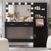 Vanity Desk with Lamp Bulb Mirror Drawers