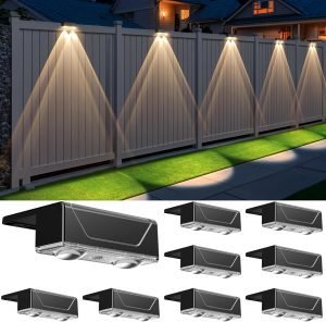 Solar Fence Lights Outdoor – 3 Color Modes