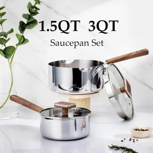 CAROTE1.5Qt & 3Qt Stainless Steel Saucepan Set