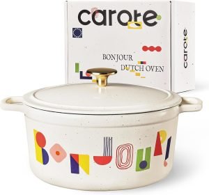 CAROTE 5QT Cast Iron Dutch Oven Pot with Lid