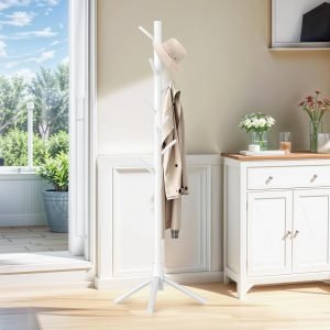 Wooden Coat Rack with 8 Hooks