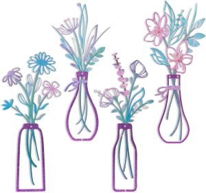 4 Pieces Metal Flowers Wall Art 