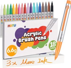 Acrylic Paint Markers Brush Tip 18 Colors