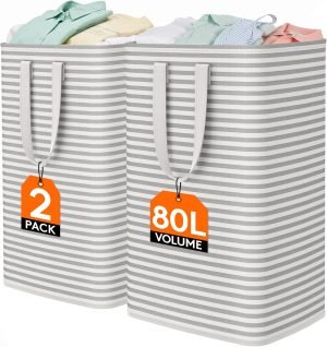 2 Pack Laundry Basket 80L