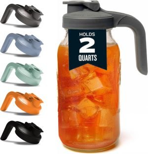 Kitchen Glass Mason Jar Pitcher with Lid