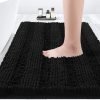 Striped Black Bathroom Rug Mat 