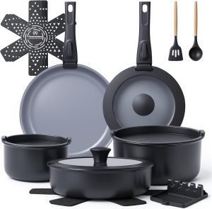 18-Piece Ceramic Pots and Pans Set