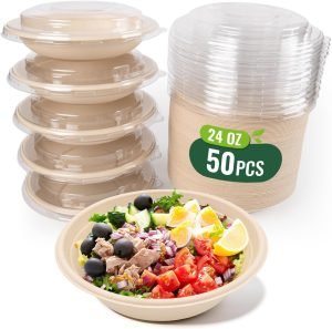 Round Disposable Bowls with Lids 