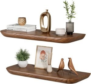 Set of 2 Solid Walnut Floating Shelves
