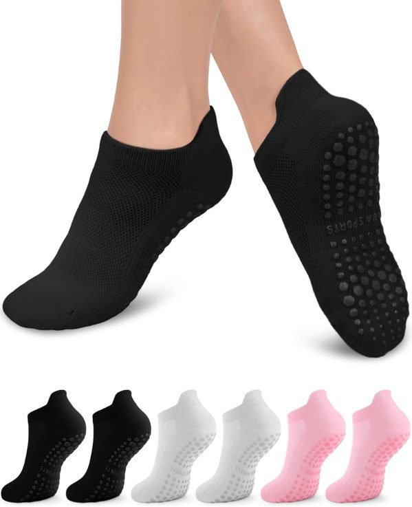 3/6 Pairs Grip Pilates Socks for Women 