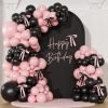 Pink Black Balloon Garland Arch Kit 