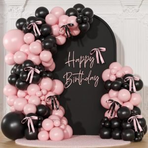 Pink Black Balloon Garland Arch Kit 