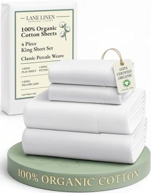 100% Organic Cotton King Size Sheets Set 