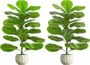 2 Pack Artificial Fiddle Leaf Fig Tree 2.5FT 