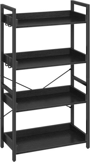 4-Tier Bookshelf with 4 Hooks 
