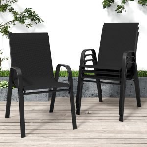 Stackable Patio Chairs Set of 4 