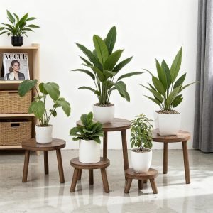 Wood Plant Stands Indoor 5-Pack