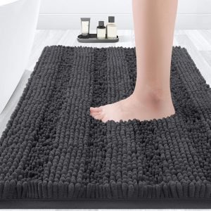 Striped Grey Bathroom Rug Mat