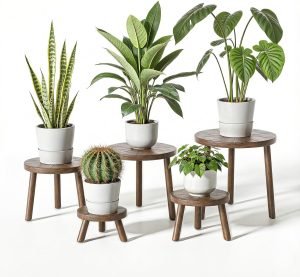 Wood Plant Stands Indoor 5-Pack 