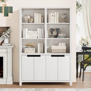 Tall Bookshelf with Double Storage 