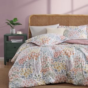 Queen Size Pinkish Floral Comforter Set with Flowers