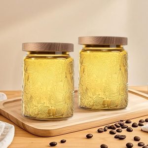 2-Pack Glass Storage Jar with Bamboo Lid 