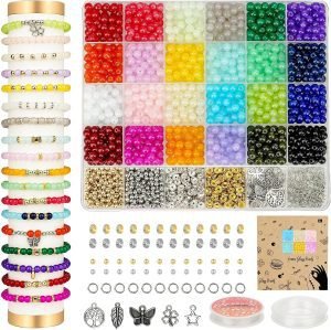 6mm Glass Beads Bracelet Making Kit 1400PCS