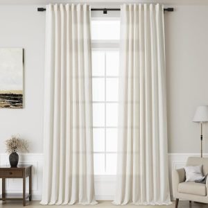 Linen Cream Curtains 145 Inch 