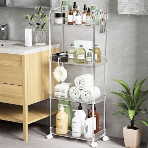 Acrylic Rolling Storage Cart 4 Tier 