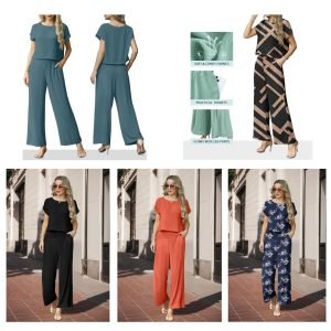 2 Piece Sets for Women Summer Cap Sleeve Crop Top